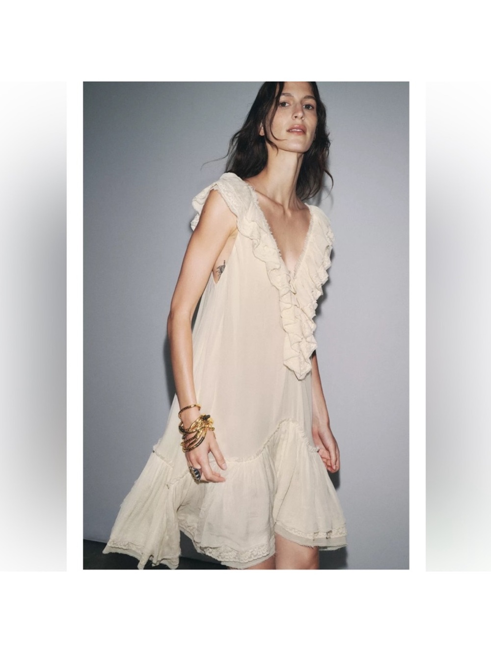 Zara Ruffle-Trim Mini Dress - Picture 3 of 4